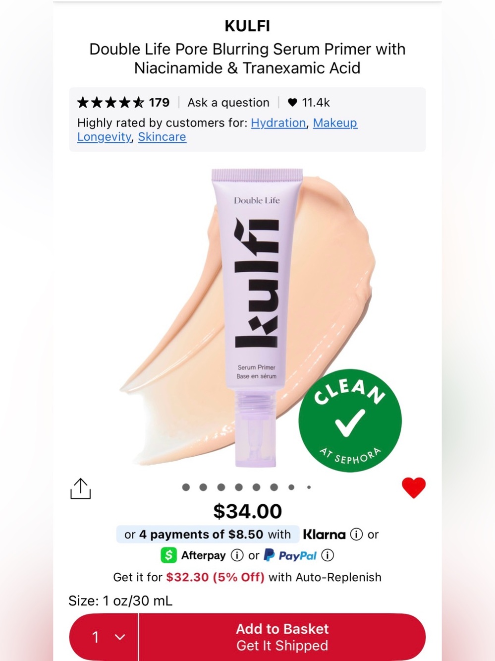 KULFI Double Life Pore Blurring Serum Primer with Niacinamide & Tranexamic Acid